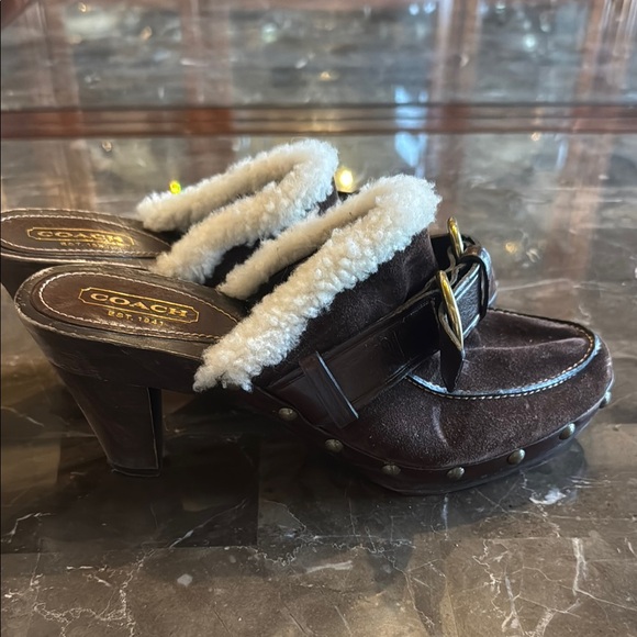 Coach Brown and White Cozy Mules - Picture 4 of 6